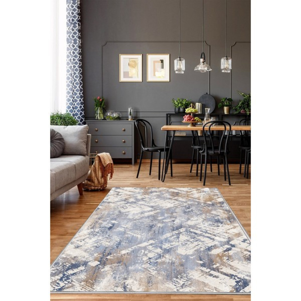 Estrella Home Dijital Baskılı Kaymaz Taban Yıkanabilir Salon Halısı Mutfak Halısı Koridor Halısı - 80 x 200 cm - Mavi Salon Halısı Fiyatı