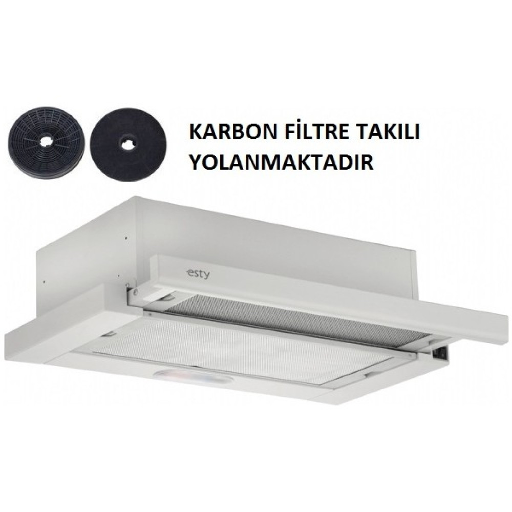 Esty Çift Motor Beyaz Aspiratör+Karbon Filtre Bacasız Kullanım Aspiratörler Fiyatı