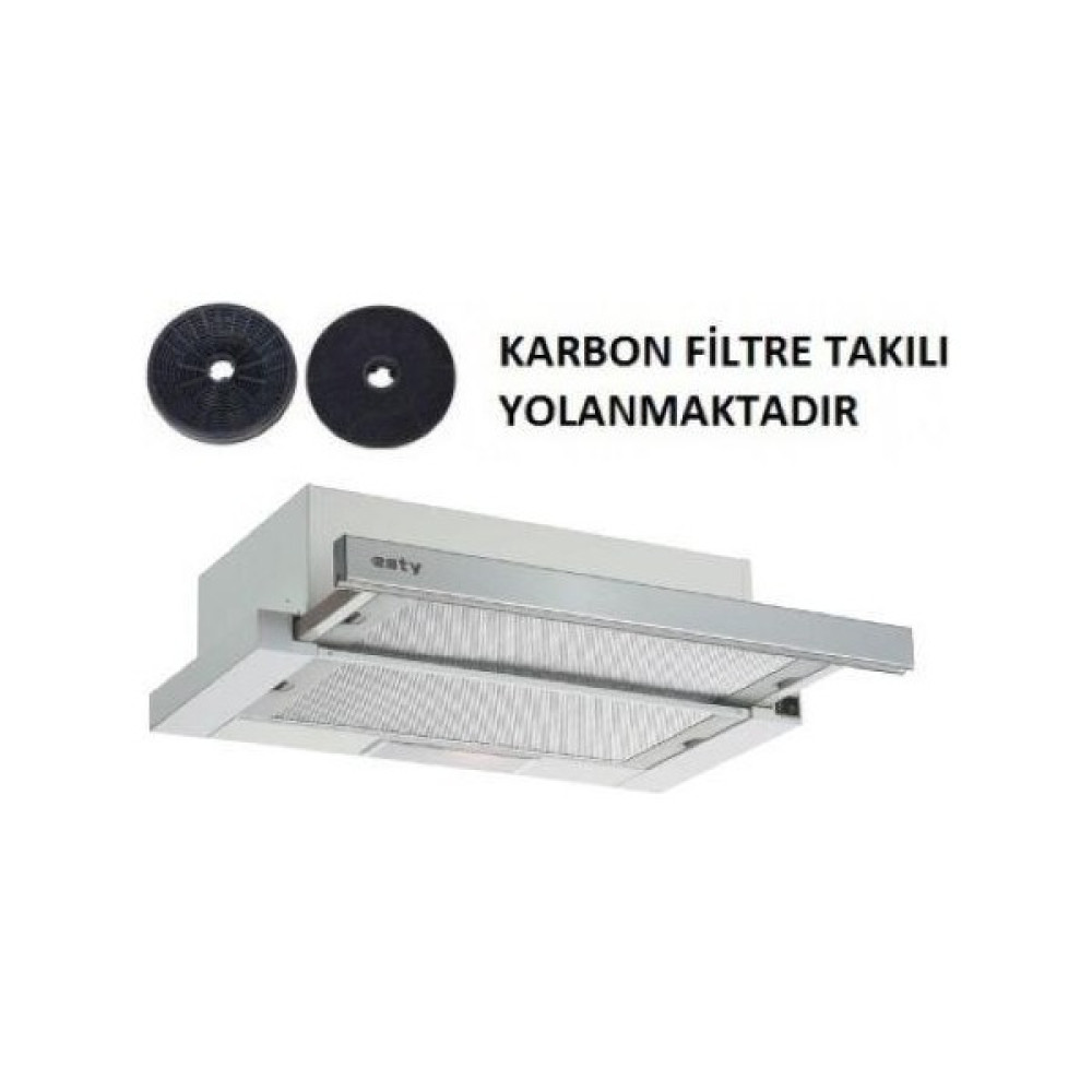 Esty Çift Motor Inox Aspiratör+Karbon Filtre Bacasız Kullanım Aspiratörler Fiyatı