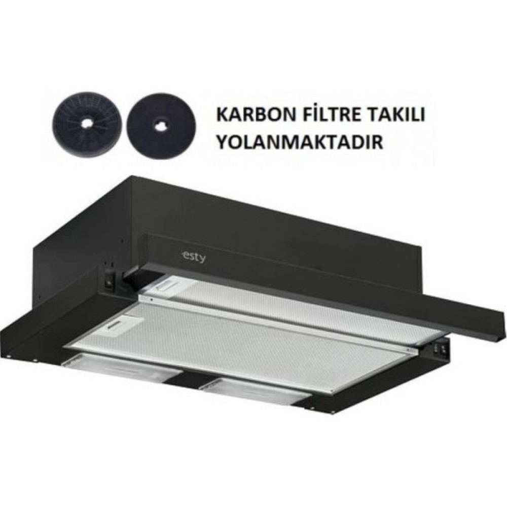 Esty Çift Motor Siyah Aspiratör+Karbon Filtre Bacasız Kullanım Aspiratörler Fiyatı