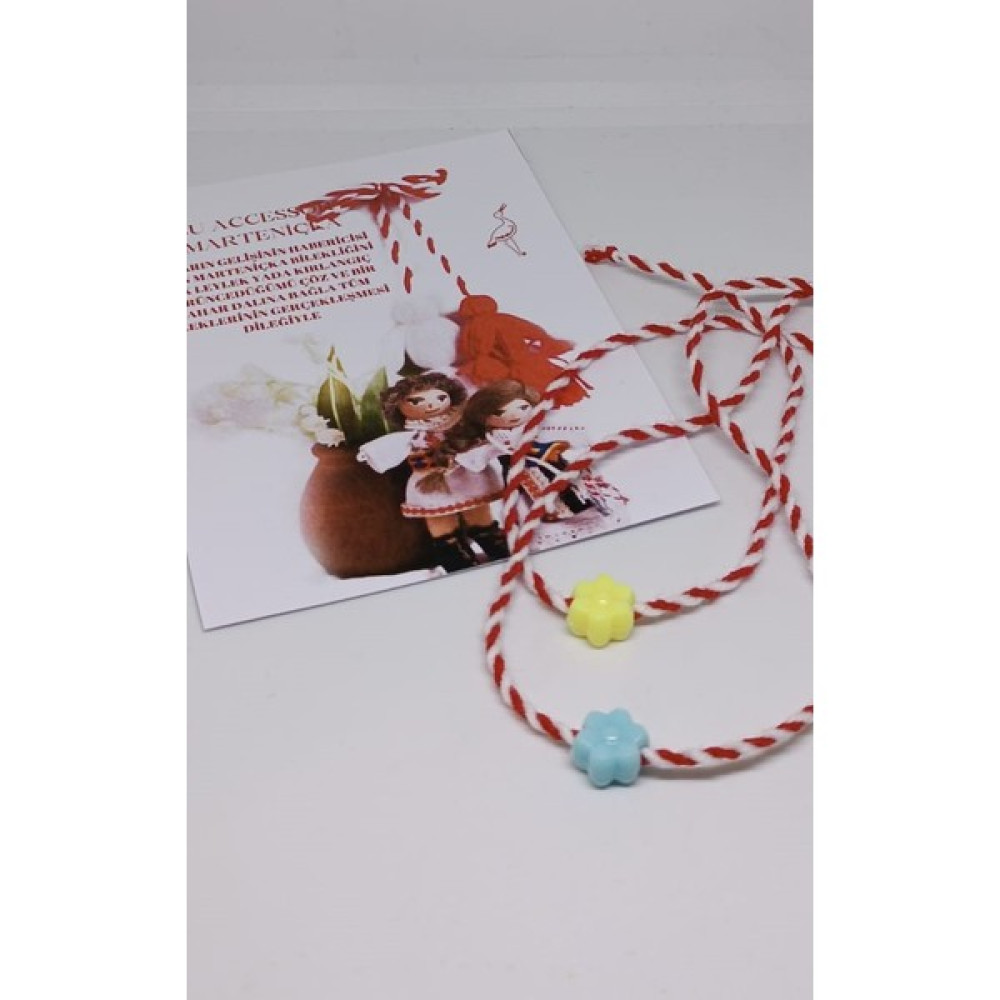 Esu Accessory Baba Marta Marteniçka Kırmızı Beyaz Ip Şans Bileklik - Sarı - Mavi Saat ve Bileklik Aksesuarı Fiyatı