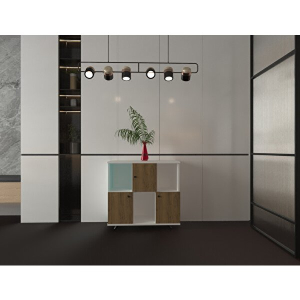 Esyah 3 Kapaklı Ahşap-Beyaz Konsol - Ahşap Rengi - 85 x 80 x 40 cm Konsol Mobilya Fiyatı