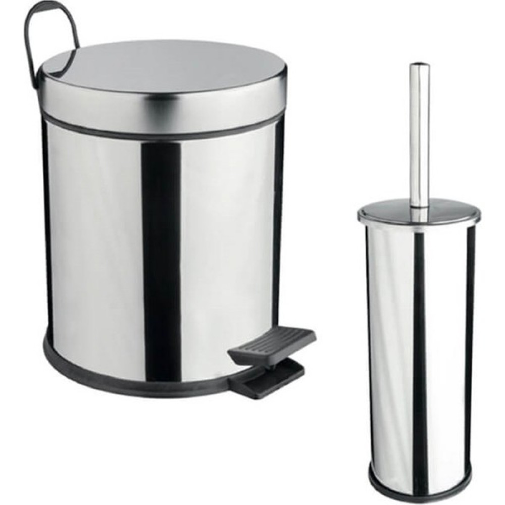 Esyah Maxiflow Standart Çöp Kovası + Wc Fırçalığı 2'li Set SS430 26441 - Gümüş Çöp Kovaları Fiyatı