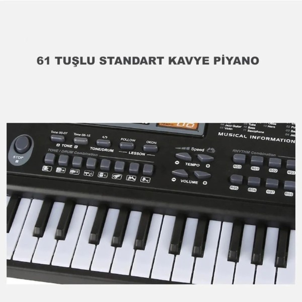 Etabel Ticaret 61 Tuşlu Org Electronic Keyboard Klavye Pilli Mikrofonlu Karaoke OEK61 - Siyah Orglar Fiyatı