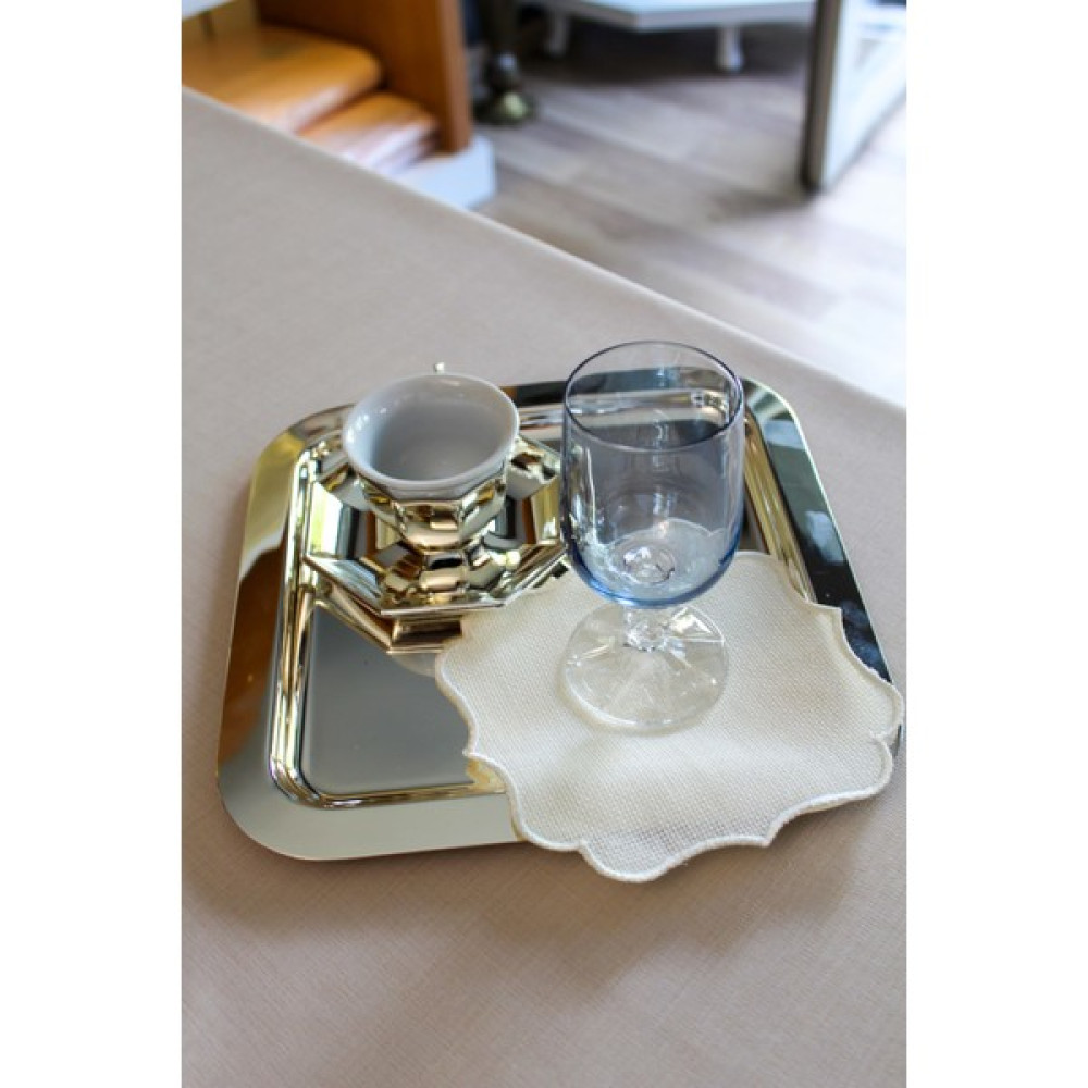 Etamin İşlemelik Sunum Peçetesi - 6 Parça - 15x15cm - Krem - 15 x 15 cm Masa Örtüsü Fiyatı