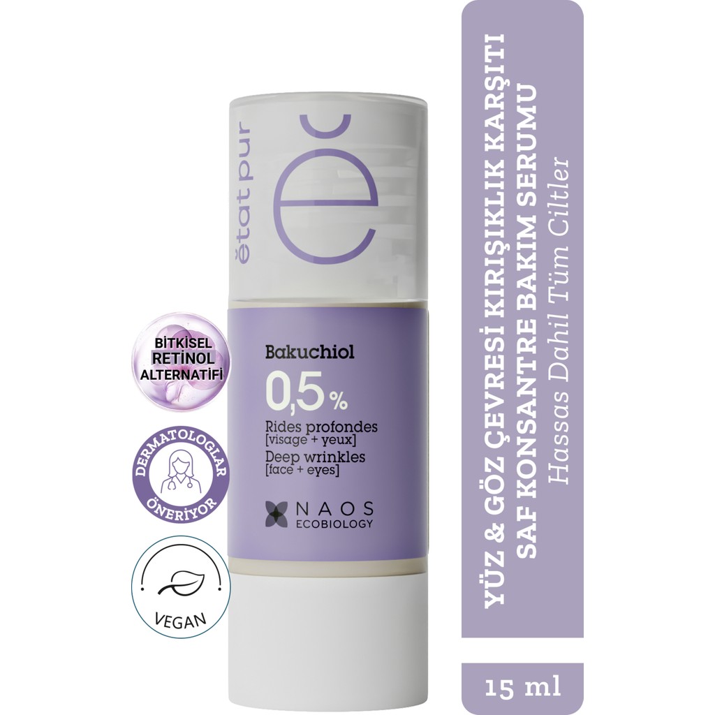 Etat Pur Bakuchiol %0,5 Kırışıklık Karşıtı Vegan Yüz & Göz Çevresi Serumu 15 ML Hassas Ciltler İçin Diğer Fiyatı
