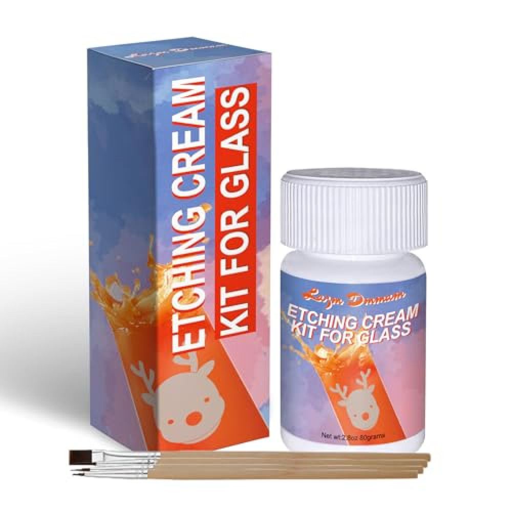 Etching Cream Kit for Glass, Professional Etching Starter Kit for Glass, Etching Paste for Glass Kit, DIY Art Craft Supplies Create Permanently Etched Designs -2.82 OZ Net Weight