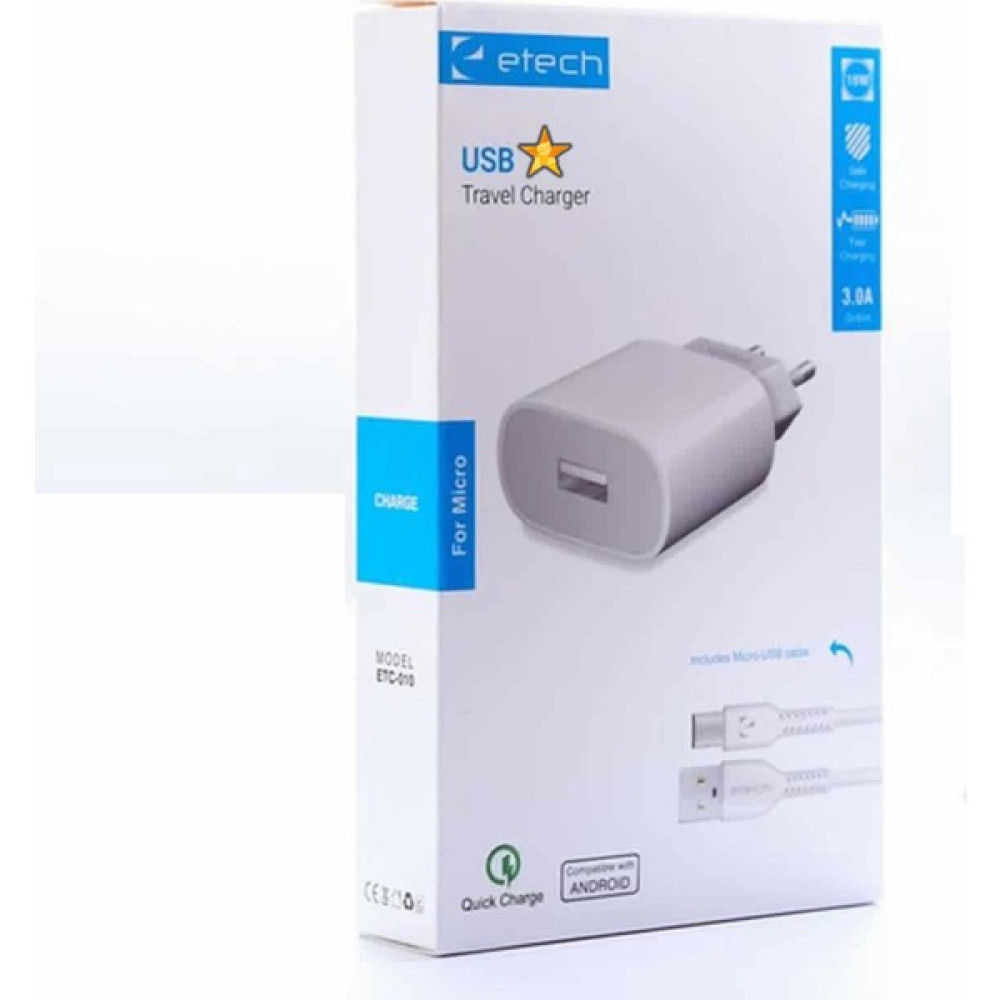 Etech ETC-010 3.0A 15 / 18W Fast Micro Şarj Cihazı (Quick Charge) Oto Boyaları Fiyatı