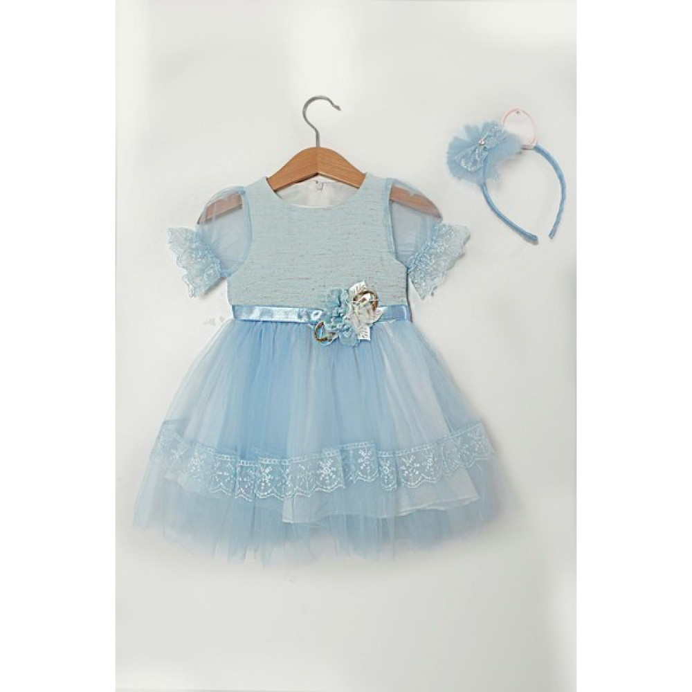 Etek Kol Fistolu Tüllü Elbise - Miss Armina Kids - Elbise - Bebe Mavisi - 2 Yaş - CS2023000003-2646 Kız Çocuk Elbise Fiyatı
