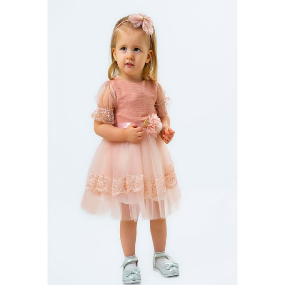 Etek Kol Fistolu Tüllü Elbise - Miss Armina Kids - Elbise - Pudra - 3 Yaş - CS2023000003-2644 Kız Çocuk Elbise Fiyatı