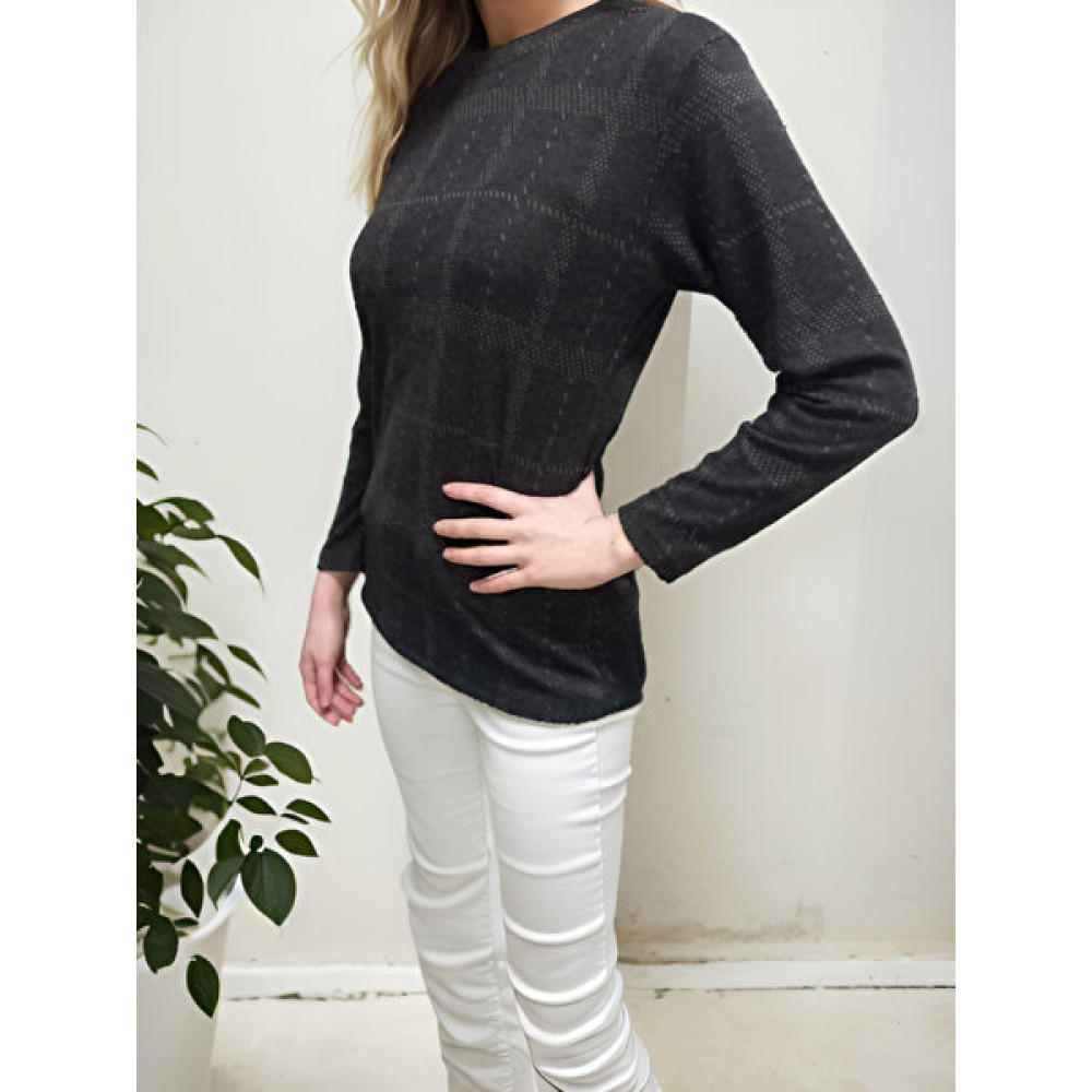 Ethel Wear Bluz, Anne, Bisiklet Yaka, Kareli, Yüksek Kalite, Fakir Kol Bluz Fiyatı