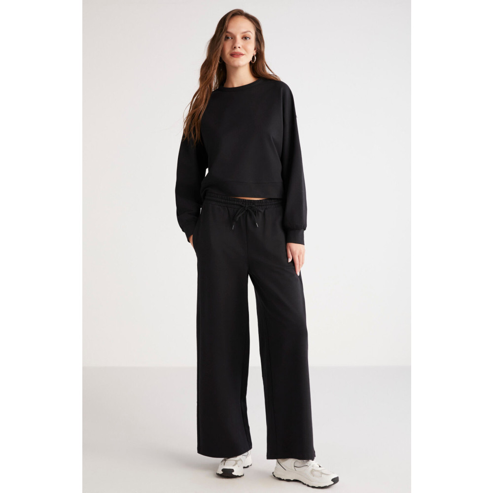 ETHIQUET Isolde Kadın Içi Polarsız Bisiklet Yaka Beli Lastikli Flare Comfort Fit Alt Üst Set S Beden Kadın Eşofman Fiyatı