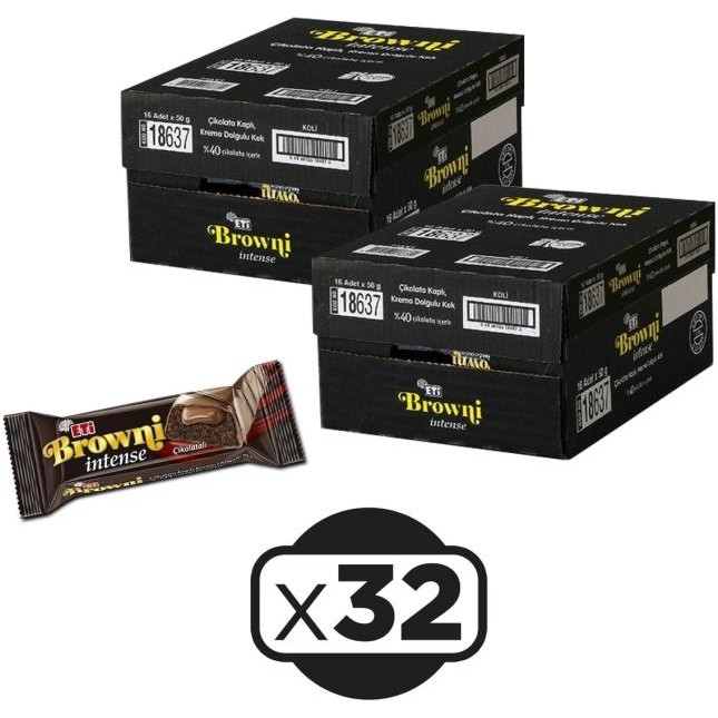 Eti Browni Intense Çikolata Kaplı Kremalı Kek 50 g 32'li Paket 2 Kutu Ekonomik Avantaj Seti - 2 Adet Diğer Fiyatı