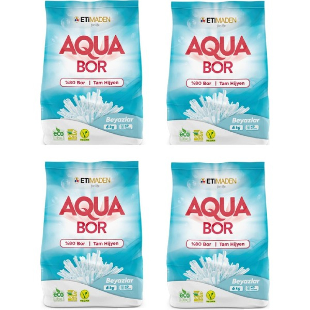 Eti Maden Aqua Bor Deterjan (Boron) Beyazlar 6 kg x 4 Adet Çamaşır Deterjanı Fiyatı