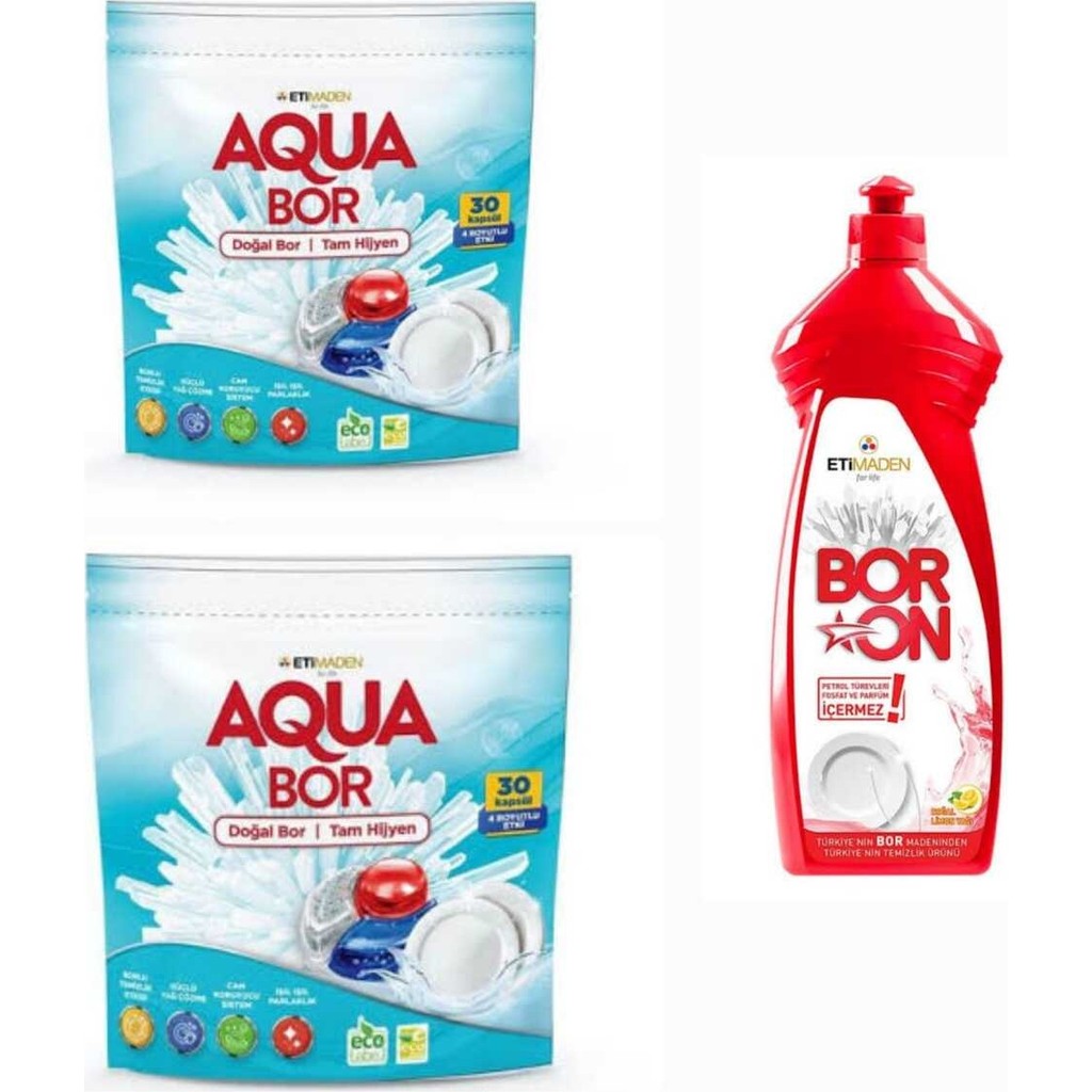 Eti Maden Aquabor Doğal Mineralli Bulaşık Deterjanı 30 *2 Adet +Boron Elde Bulaşık Deterjanı 620 ml Bulaşık Yıkama Fiyatı