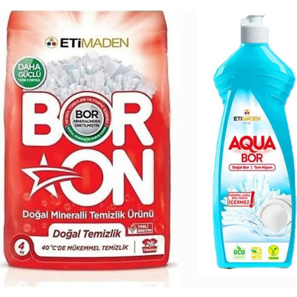 Eti Maden Boron Toz Deterjan 4 kg 26 Yıkama +1 Adet Aquabor Bulaşık Deterjanı Çamaşır Deterjanı Fiyatı