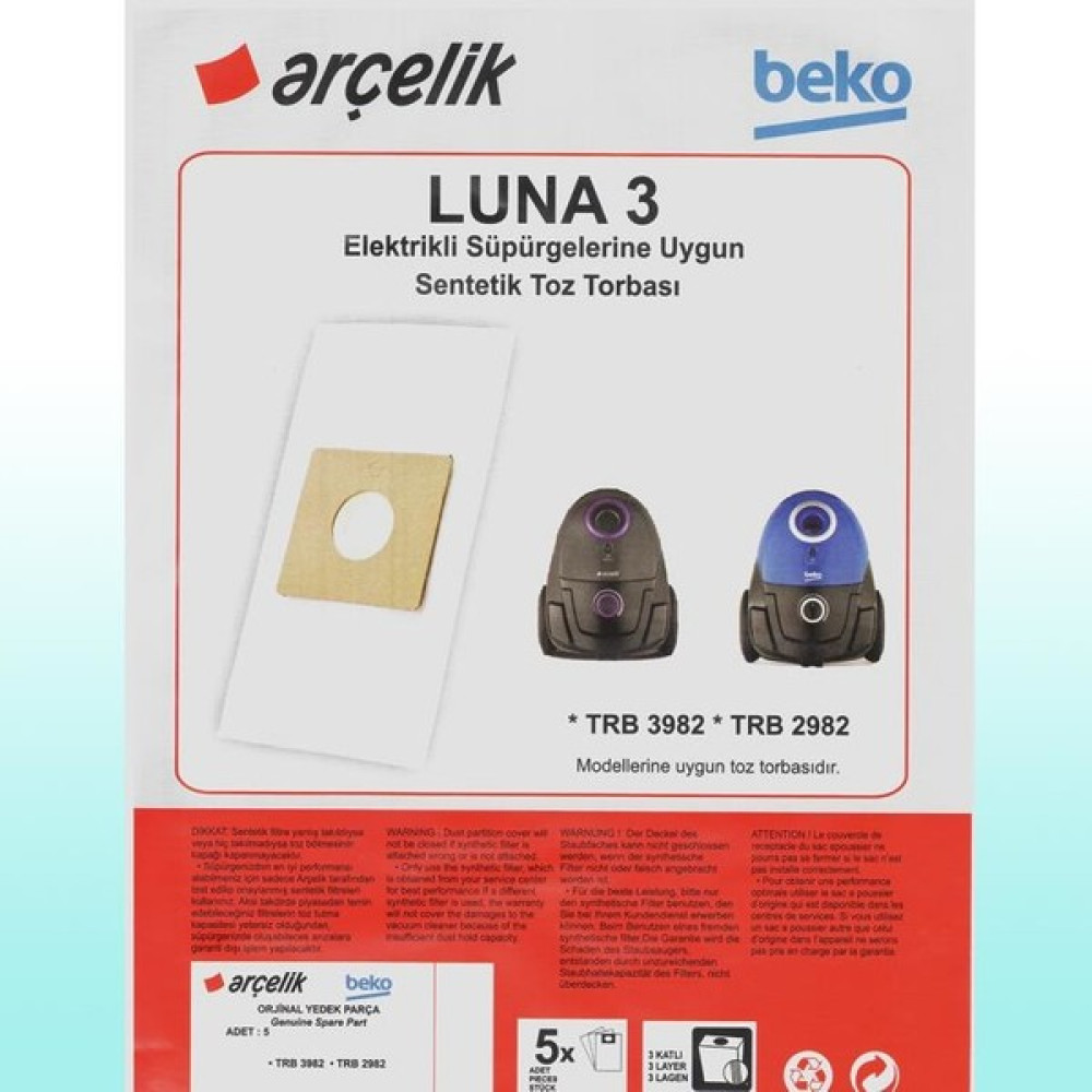Eticaretarena Beko Trb 2982 Süpürge Modeli 5 Adet Toz Torbası TRB2982 Elektrikli Süpürge Aksesuarları Fiyatı