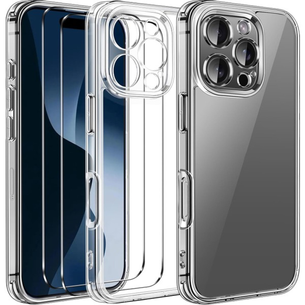 Etiget Apple iPhone 16 Pro Max Şeffaf Silikon Kılıf + 2 Adet Cam Ekran Koruyucu Seti Cep Telefonu Kılıfı Fiyatı