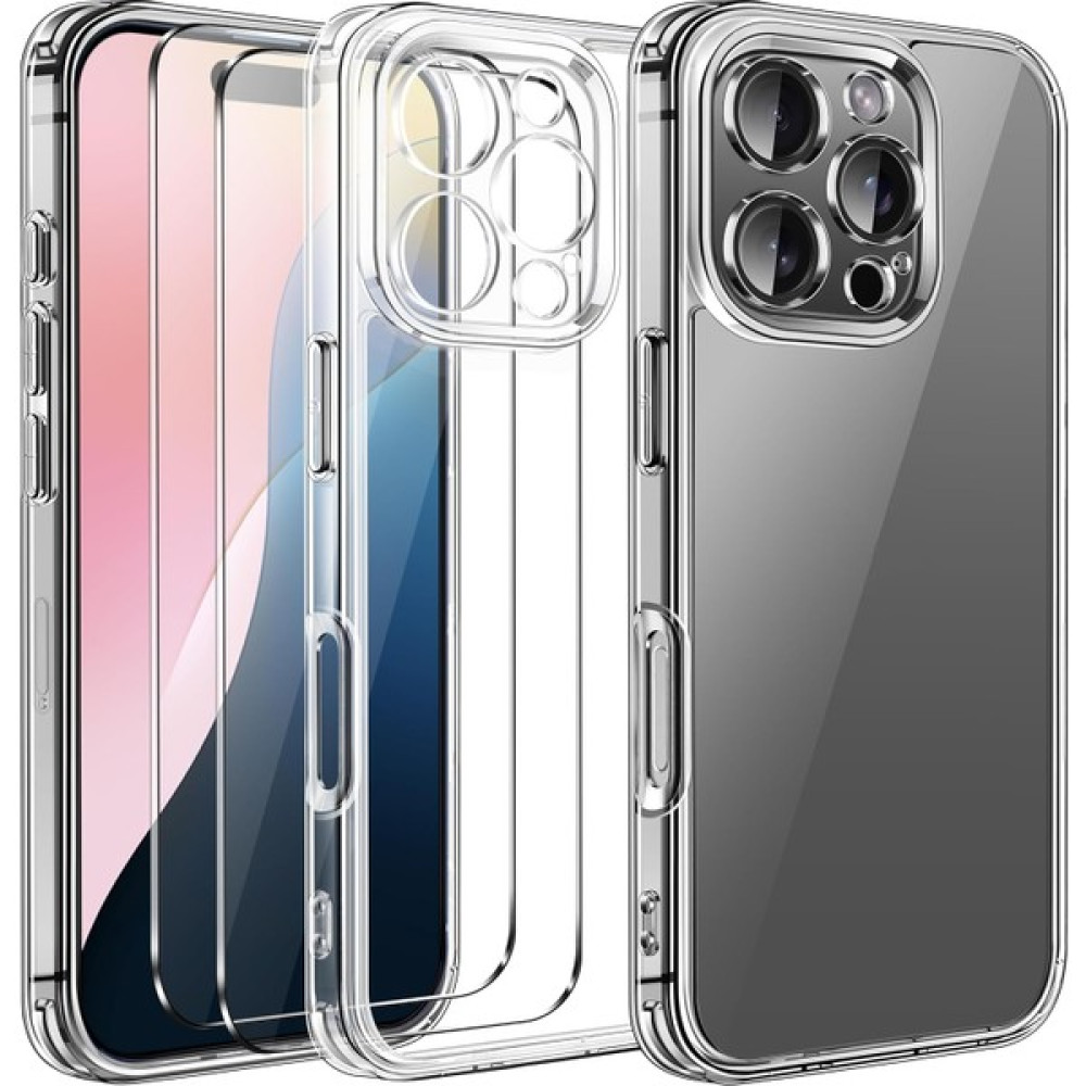 Etiget Apple iPhone 16 Pro Şeffaf Silikon Kılıf + 2 Adet Cam Ekran Koruyucu Seti Cep Telefonu Kılıfı Fiyatı