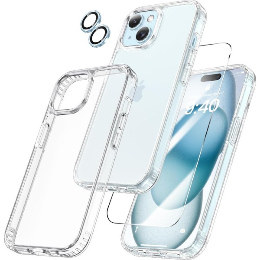 Etiget iPhone 13 Şeffaf Kılıf, Kamera Lens Koruyucu, Cam Ekran Koruyucu 3'in 1 Süper Set - Mavi Cep Telefonu Kılıfı Fiyatı