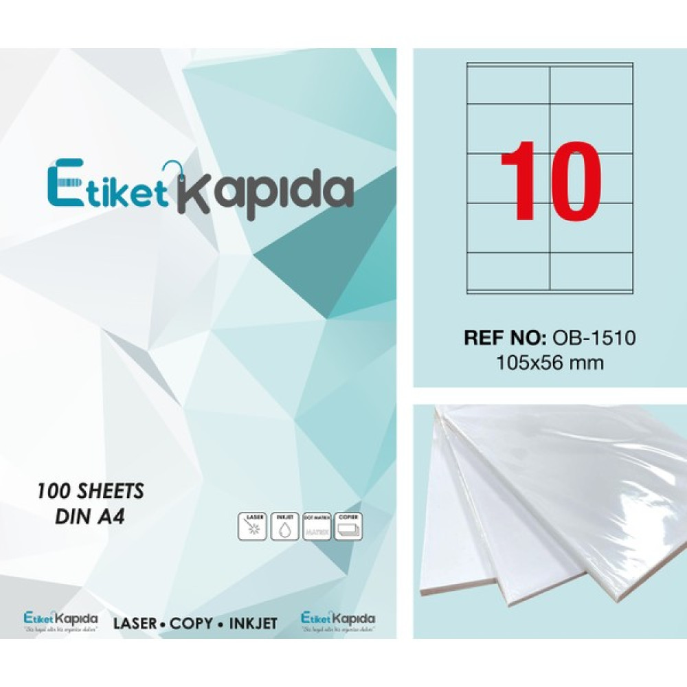 Etiket Kapıda A4 Yapışkanlı Hazır Etiket Laser Etiket 105 x 56 mm 100 Sayfa 1000 Etiket Etiket Makinesi Fiyatı