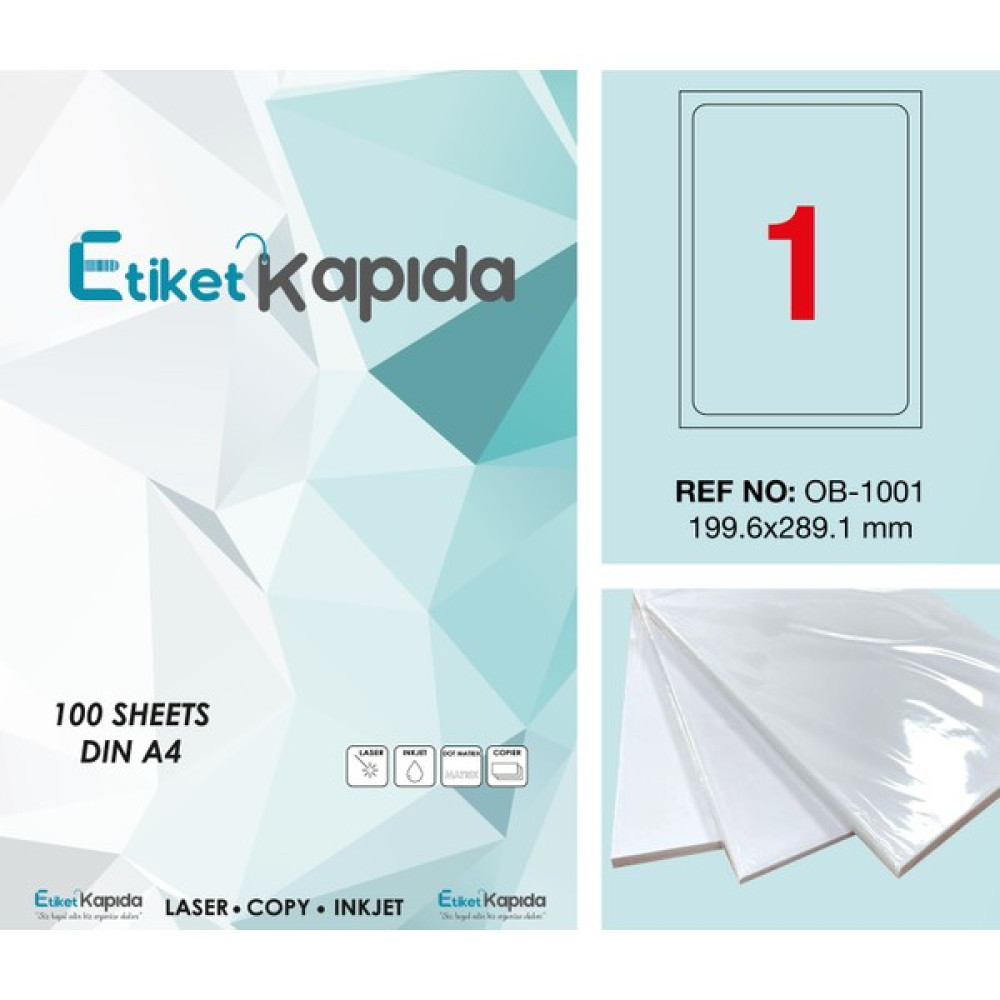 Etiket Kapıda A4 Yapışkanlı Hazır Etiket Laser Etiket 199,6 x 289,1 mm 100 Sayfa Etiket Makinesi Fiyatı