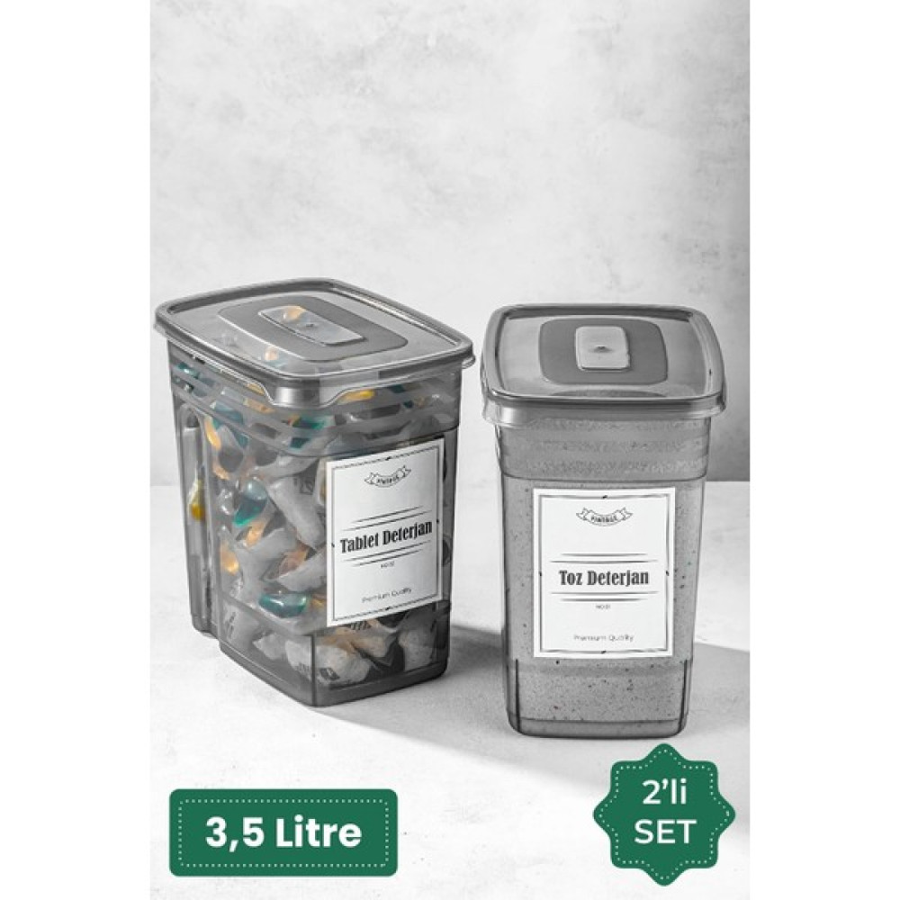 Etiketli 2li Strip Mega Boy Toz ve Tablet Deterjan Saklama Kutusu 2x(3,5 Litre) Eşya Saklama Kutusu Fiyatı