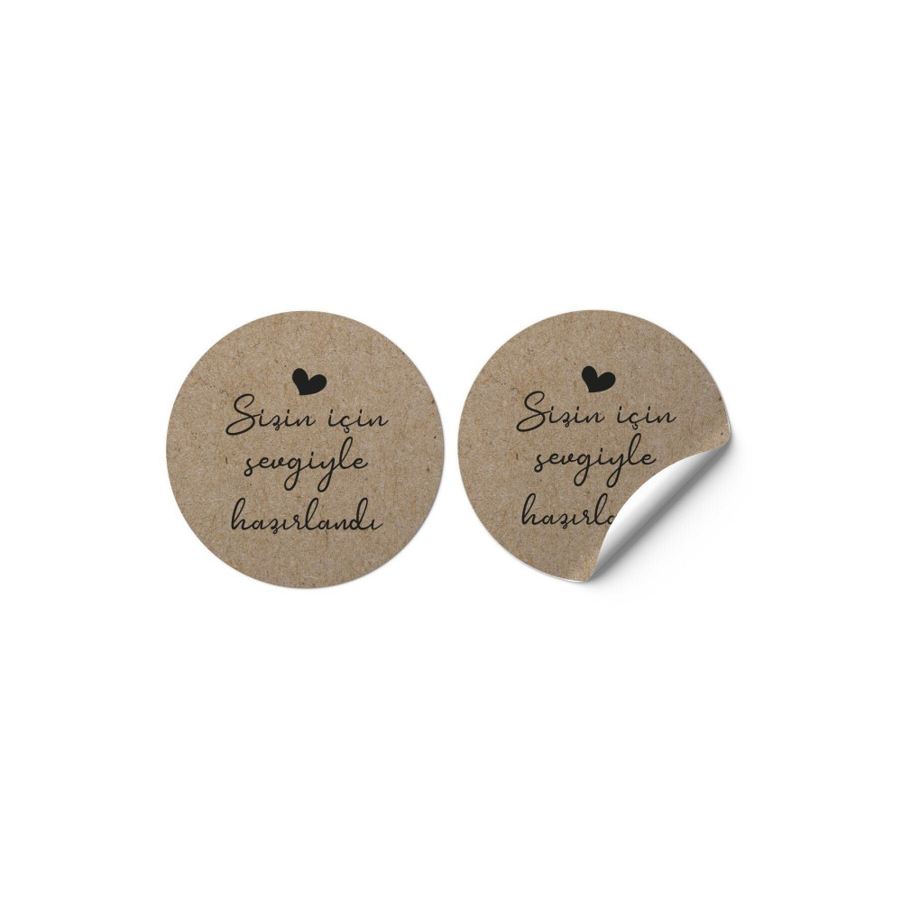 etikettcim Sticker Kuşe (4x4cm) 70 Adet -sizin Için Sevgiyle Hazırlandı- Kraft Görünümlü Hediyelik Eşya Fiyatı