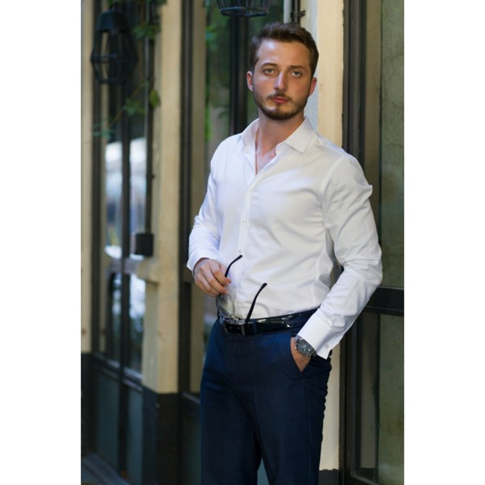 Etikmen Erkek Beyaz İthal Saten Slimfit Gömlek Erkek Gömlek Fiyatı
