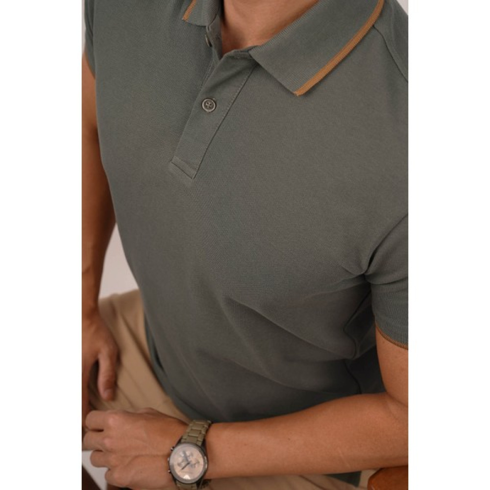 Etikmen Haki Taba Yaka Çizgili Polo Tişört Erkek T-shirt Fiyatı