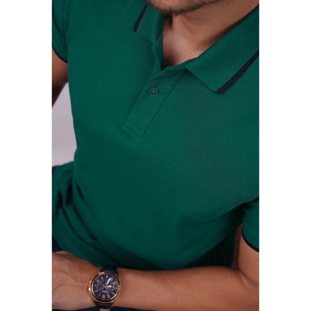 Etikmen Yeşil Lacivert Yaka Çizgili Polo Tişört Erkek T-shirt Fiyatı