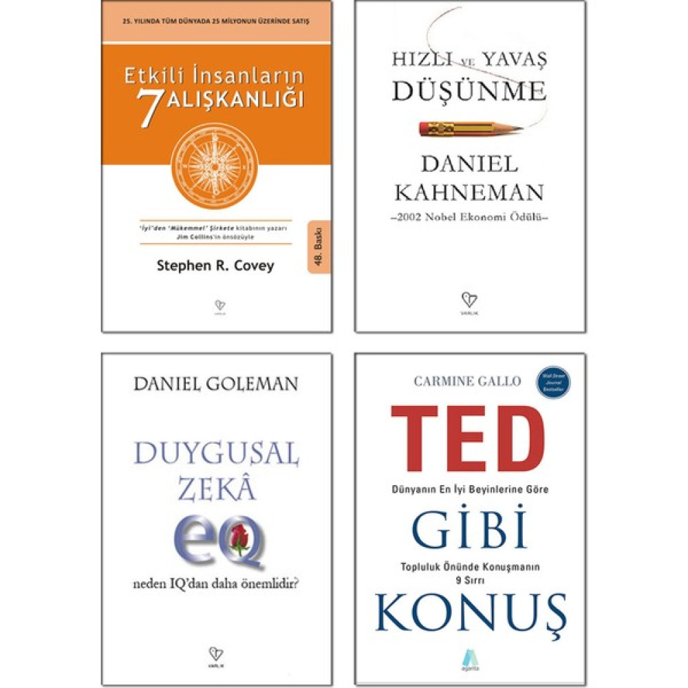 Etkili Insanların 7 Alışkanlığı + Hızlı ve Yavaş Düşünme + Duygusal Zeka Neden Iq'dan Daha Önemlidir? + Ted Gibi Konuş - 4 Kitap Set Başarı Kitapları Fiyatı