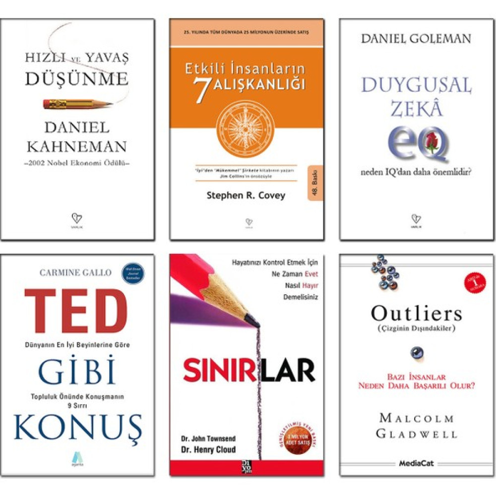 Etkili Insanların 7 Alışkanlığı + Hızlı ve Yavaş Düşünme + Duygusal Zeka Neden Iq'dan Daha Önemlidir? + Ted Gibi Konuş + Outliers (Çizginin Dışında... Kişisel Gelişim ve Psikoloji Fiyatı