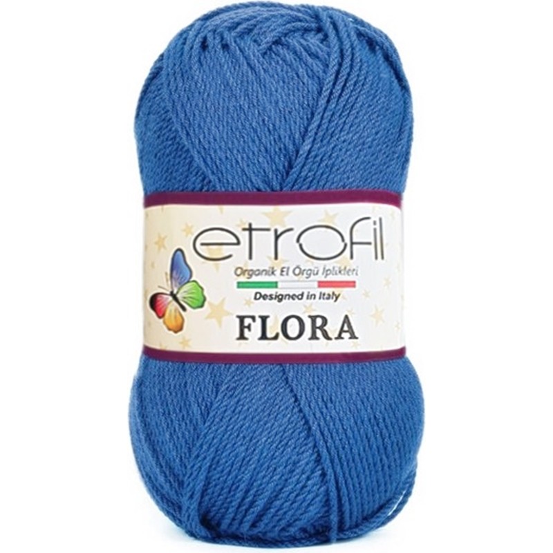 Etrofil Flora Patiklik Çoraplık El Örgü Ipi - 75022 Mavi Aplikler Fiyatı
