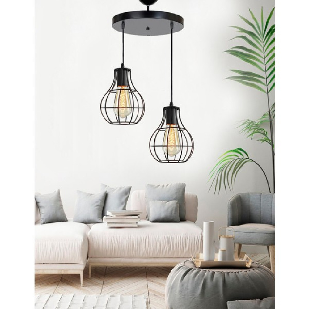 Etsylight Armin Lüx 2, Antre Avize, Salon Avize, Oturma Odası Avize - Siyah - 2'li Avize Fiyatı