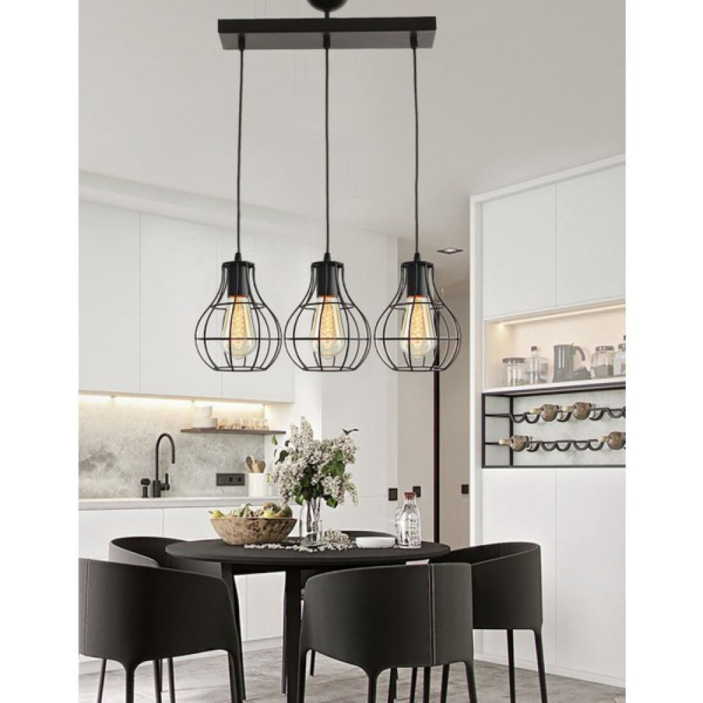 Etsylight Armin Sıralı 3, Mutfak Avize, Salon Avize, Yemek Odası Avize, Oturma Odası Avize - Siyah Avize Fiyatı