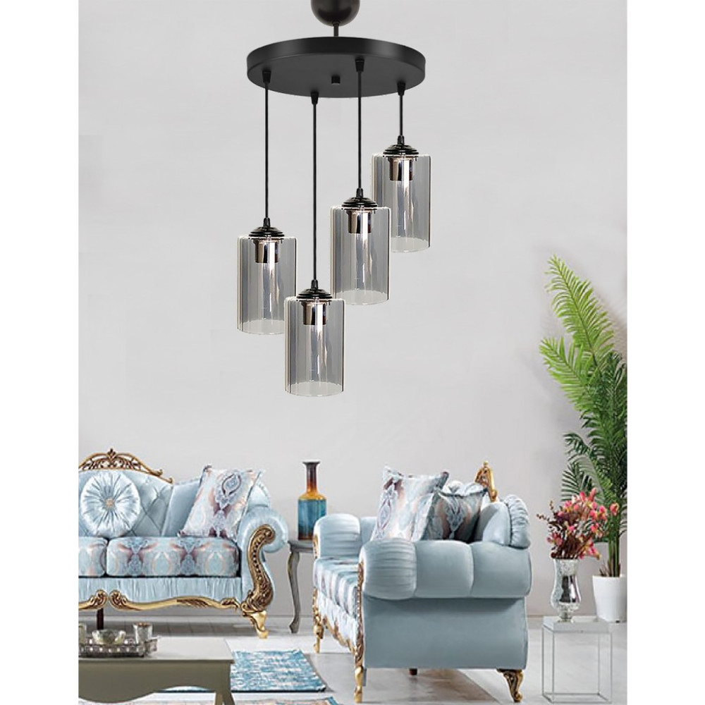 Etsylight Dora Black Lüx 4 Antre Avize, Salon Cam Avize Avize Fiyatı