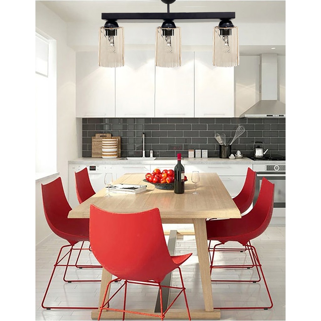 Etsylight Dora Dizilone Glass 3, Salon Avize, Mutfak Avize, Antre Avize, Cam Avize - 3 - Siyah Avize Fiyatı