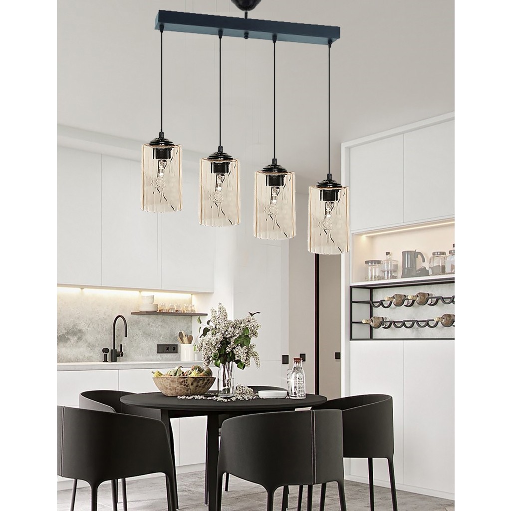 Etsylight Dora Sıralı Lüx 4 Antre Avize, Mutfak Avize, Salon Avize, Yemek Odası Avize - Siyah Avize Fiyatı
