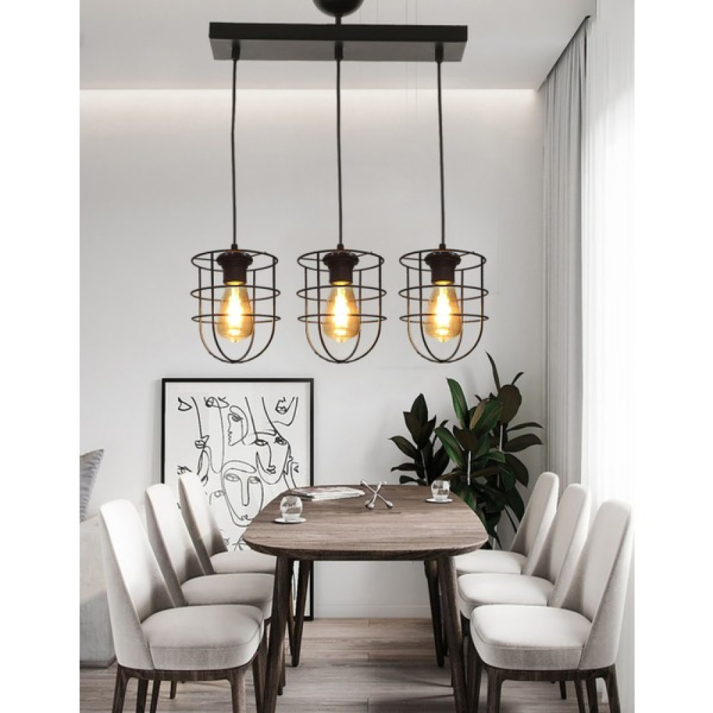 Etsylight Lampy Sıralı 3 Mutfak Avize, Yemek Odası, Salon Avize - Siyah - 3'lü Avize Fiyatı