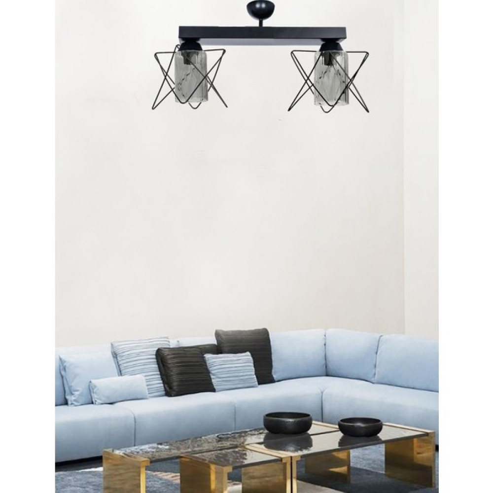 Etsylight Prizma Füme Glass Dizilone 2 Antre, Mutfak, Salon Avize - Siyah - 2'li Avize Fiyatı