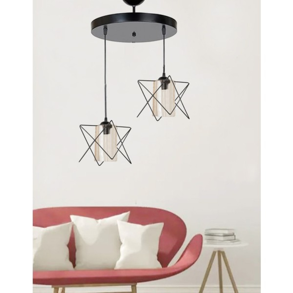 Etsylight Prizma Glass Lüx 2 Salon Avize, Cam Avize, Mutfak Avize, Antre Avize, Çocuk Odası Avize - Siyah Avize Fiyatı