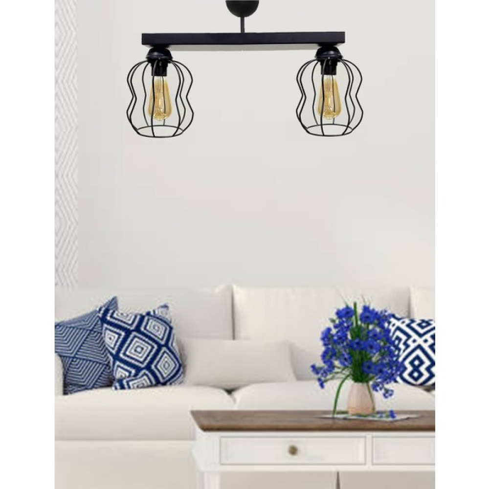 Etsylight Ruby Dizilone 2 Salon, Mutfak, Antre Avize - Siyah - 2'li Avize Fiyatı