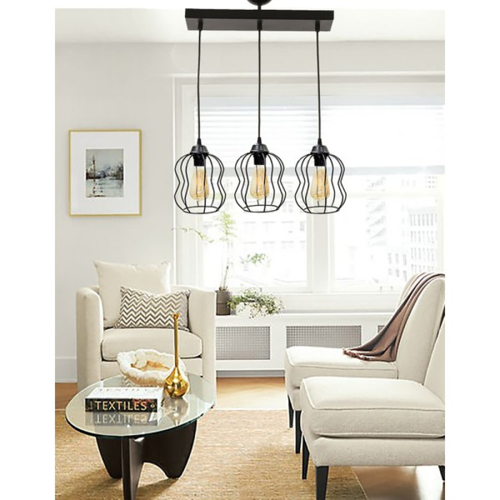 Etsylight Ruby Sıralı 3 Mutfak Avize Yemek Odası Avize Salon Avize - Siyah - 3'lü Avize Fiyatı