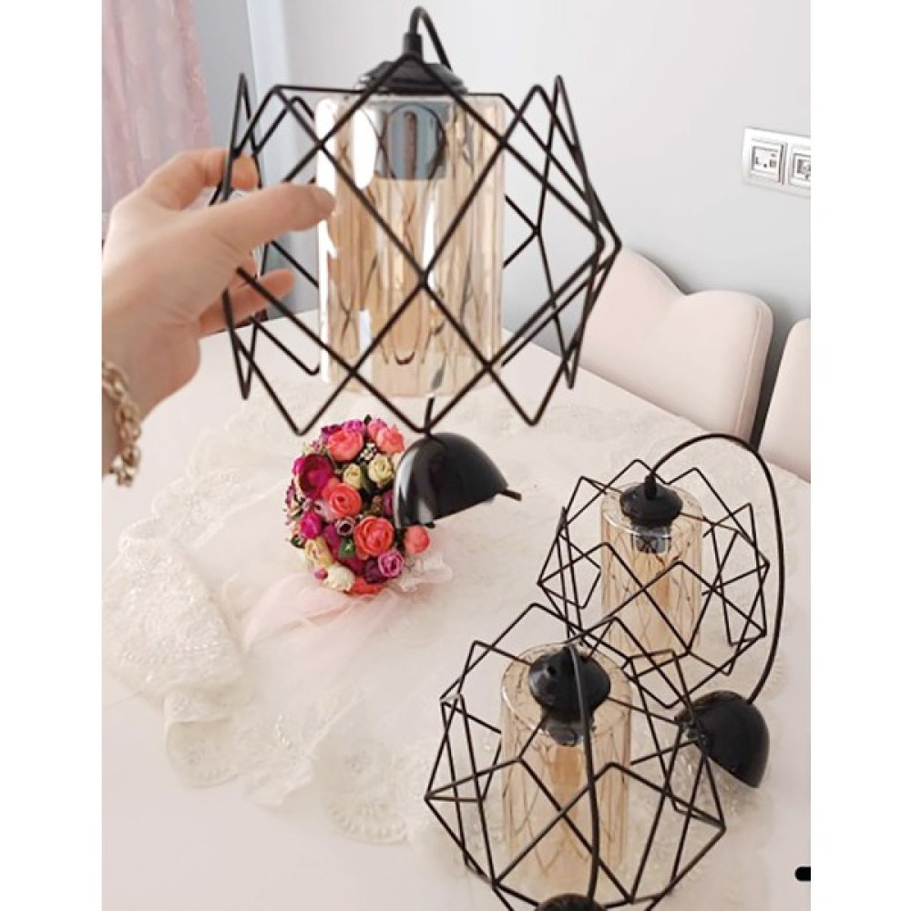 Etsylight Siyah Çok Kare Tekli Avize (Camlı),Antre Avize, Hol Avize, Mutfak Avize, Yatak Odası Avize - Bal Cam Avize Fiyatı