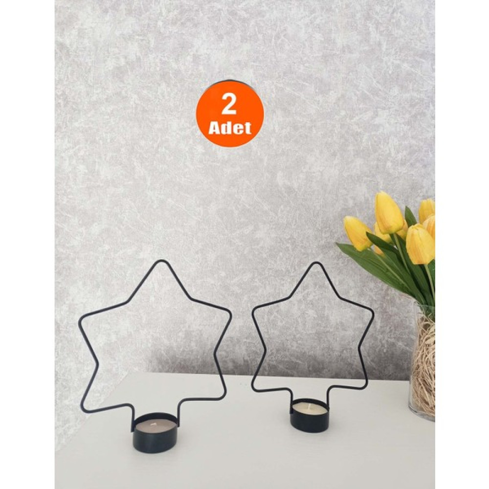 Etsylight Siyah Yıldız, 2 adet, Mumluk, Ev Mumluk, Dekoratif Mumluk, Tealight Mumluk, Yılbaşı Süsü Şamdan Fiyatı