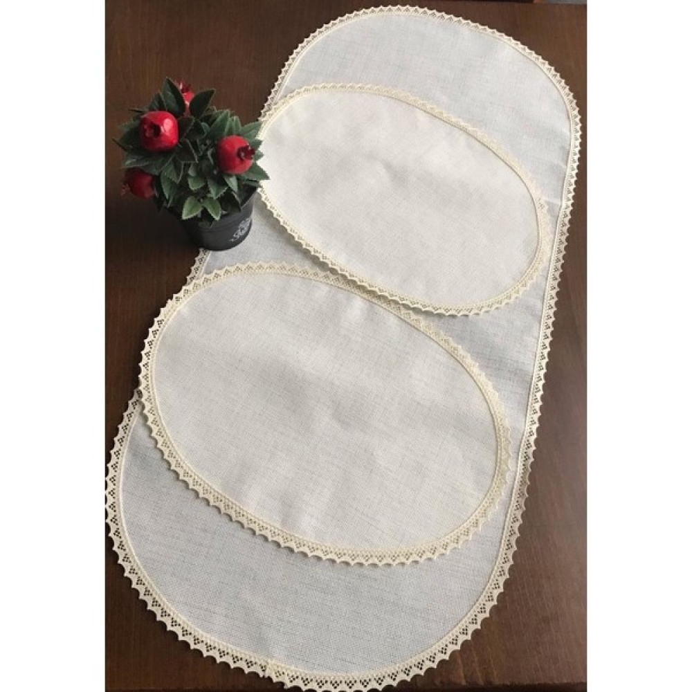 Etuval Kanaviçe Işlemelik Oval Yatak Odası Takımı - 35 x 70 cm - Renkli Masa Örtüsü Fiyatı