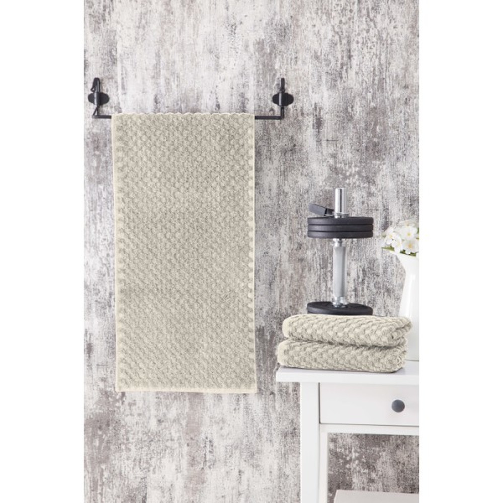 Eumenia 30X90 cm Bej Kare Desen Spor Havlusu - 30 x 90 cm El / Yüz Havlusu Fiyatı