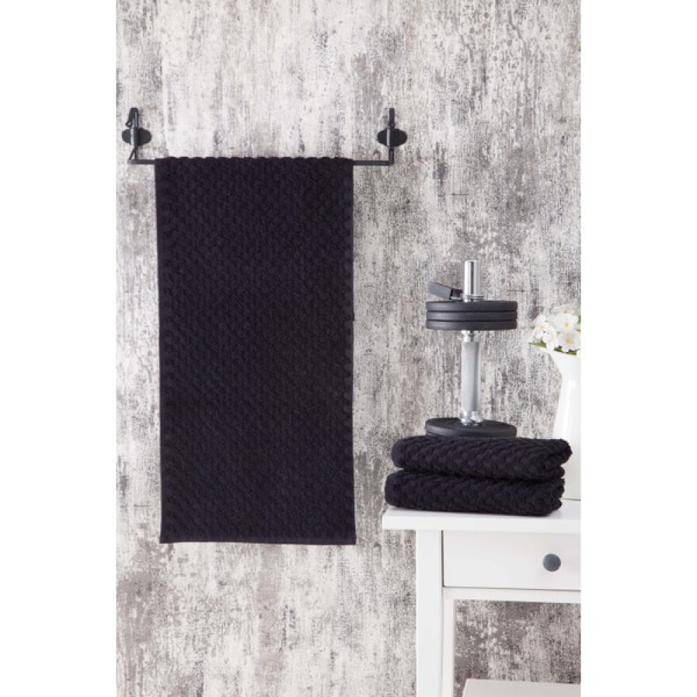 Eumenia 30X90 cm Siyah Kare Desen Spor Havlusu VTX0029 - 30 x 90 cm El / Yüz Havlusu Fiyatı
