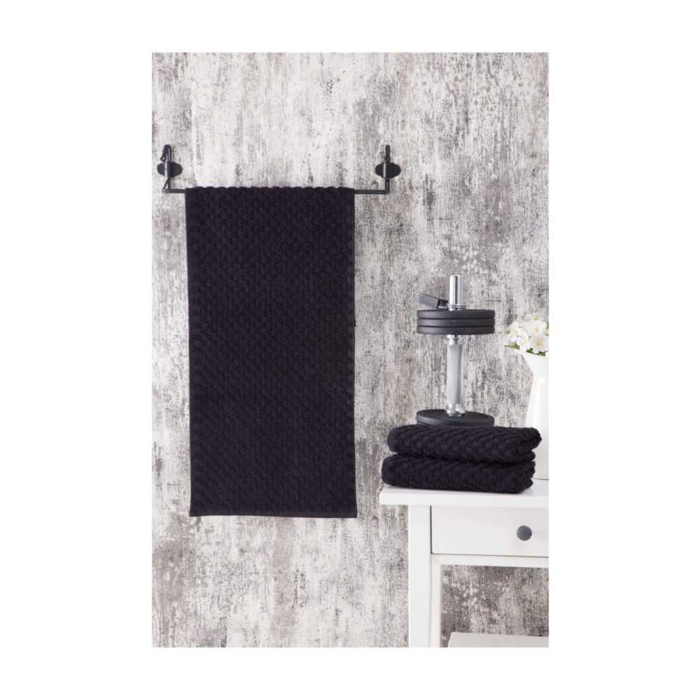 eumenia 30x90 Siyah Kare Desen 3lü Spor Havlusu Banyo Havlusu Fiyatı